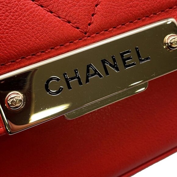 CHANEL Clic Label 2-way Bag Leather Red A93701 - Picture 7 of 13
